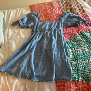 Denim Puff Sleeve Mini Dress